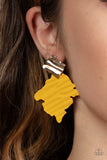 Paparazzi Crimped Couture - Yellow Post Earrings