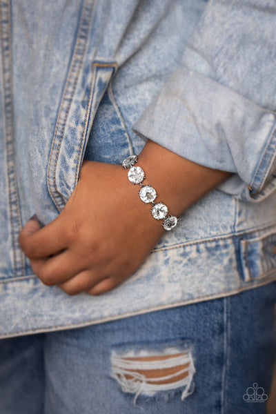 Paparazzi Fabulously Flashy - White Bracelet
