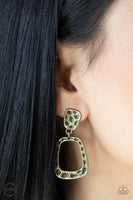 Paparazzi Playfully Primitive - Brass Clip-On Earrings