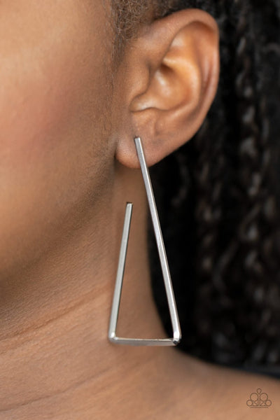 Paparazzi Go Ahead and TRI - Silver Hoop Earrings