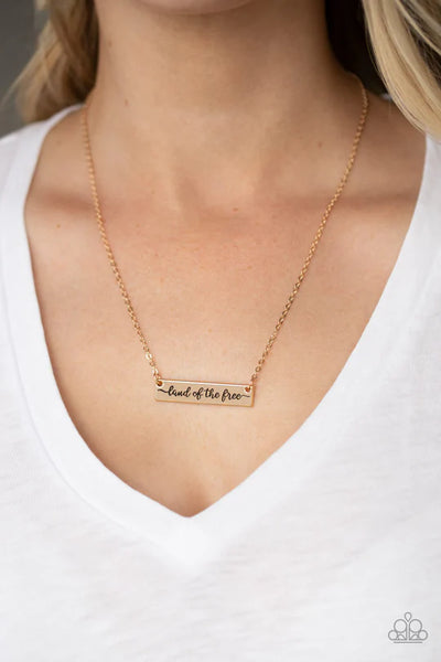 Paparazzi Land Of The Free - Gold Necklace