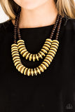 Paparazzi Dominican Disco - Yellow Wood Necklace
