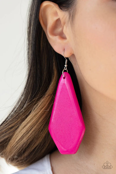 Paparazzi Vacation Ready - Pink Wood Earrings