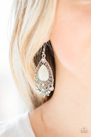 Paparazzi Majestically Malibu – White Earrings