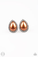 Paparazzi Old Hollywood Opulence - Brown Clip-On Earrings