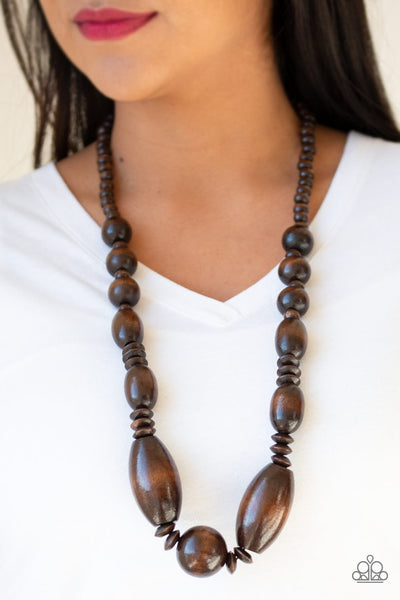 Paparazzi Summer Breezin - Brown Wood Necklace