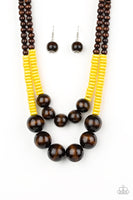 Paparazzi Cancun Cast Away - Yellow Wood Necklace