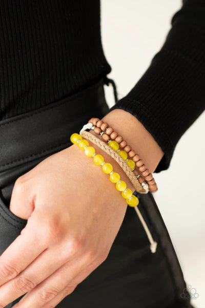 Paparazzi Down HOMESPUN - Yellow Bracelet
