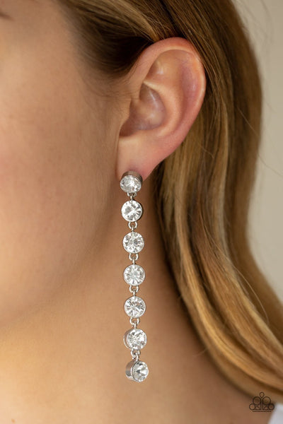 Paparazzi Dazzling Debonair - White Earrings