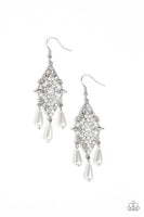 Paparazzi Majestic Mood - White Earrings