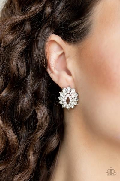 Paparazzi Brighten The Moment - White Post Earrings