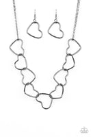 Paparazzi Unbreak My Heart & Take Heart - Black Necklace & Bracelet Set