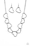 Paparazzi Unbreak My Heart & Take Heart - Black Necklace & Bracelet Set