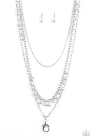Paparazzi Pearl Pageant - Silver Lanyard Necklace