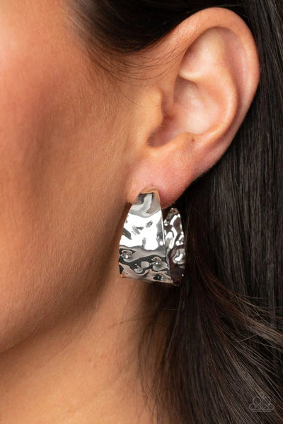 Paparazzi Put Your Best Face Forward - Silver Hoop Earrings