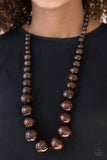 Paparazzi Effortlessly Everglades - Brown Wooden Necklace