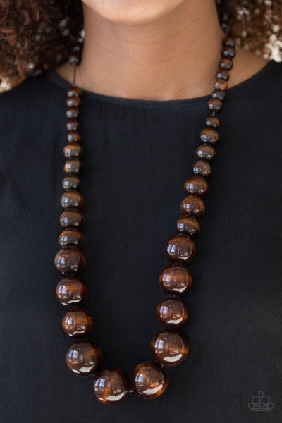 Paparazzi Effortlessly Everglades - Brown Wooden Necklace