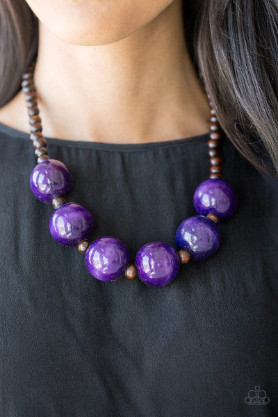 Paparazzi Oh My Miami - Purple Wood Necklace