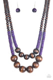 Paparazzi Cancun Cast Away - Purple Wood Necklace