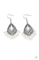 Paparazzi Gracefully Gatsby - White Earrings