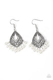 Paparazzi Gracefully Gatsby - White Earrings