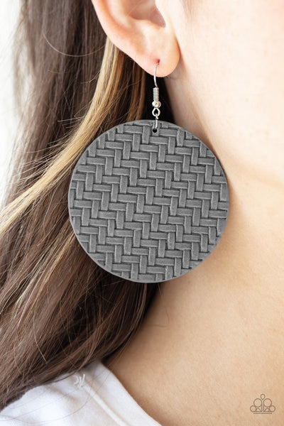 Paparazzi Plaited Plains - Silver Earrings