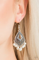 Paparazzi Gracefully Gatsby - White Earrings