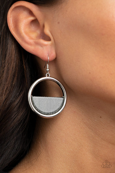 Paparazzi Stuck in Retrograde - Silver Earrings