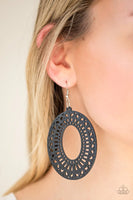 Paparazzi Retro Retreat - Black Wood Earrings
