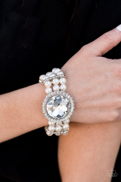 Paparazzi Speechless Sparkle - White Bracelet