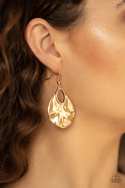 Paparazzi Ruffled Refinery - Gold Earrings