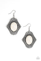 Paparazzi Easy as PIONEER - White Earrings