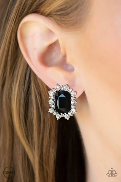 Paparazzi Prime Time Shimmer - Black Clip-On Earrings