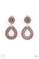 Paparazzi Discerning Droplets - Brown Clip-On Earrings