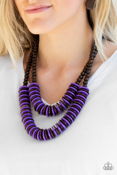 Paparazzi Dominican Disco - Purple Wood Necklace