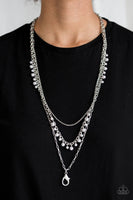 Paparazzi Pearl Pageant - Silver Lanyard Necklace