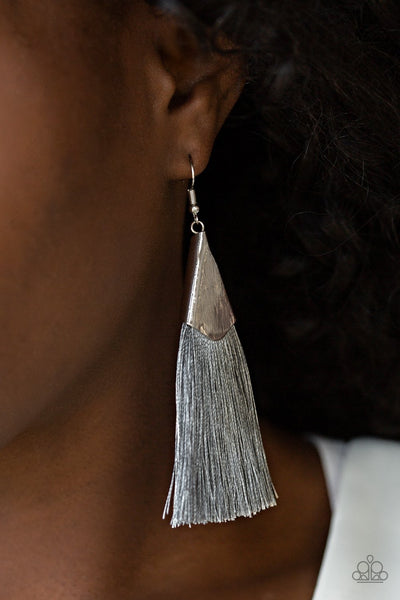 Paparazzi In Full PLUME - Silver Earrings