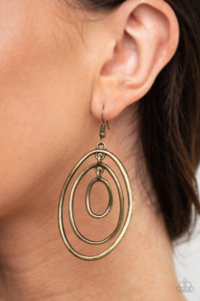 Paparazzi Retro Ruins - Brass Earrings