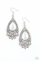 Paparazzi Majestically Malibu – White Earrings