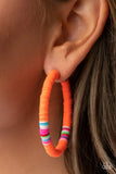 Paparazzi Colorfully Contagious - Orange Hoop Earrings