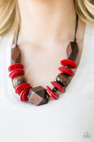 Paparazzi Pacific Paradise - Red Wood Necklace