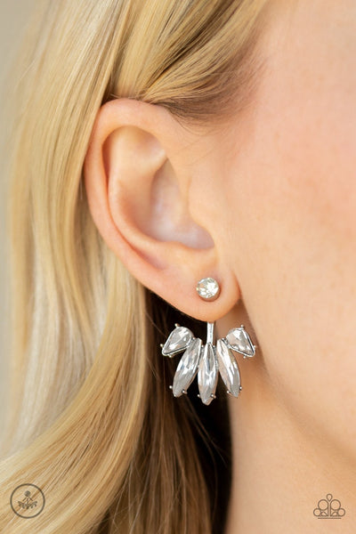 Paparazzi Stunningly Striking - White Post Earrings