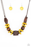Paparazzi Pacific Paradise - Yellow Wood Necklace