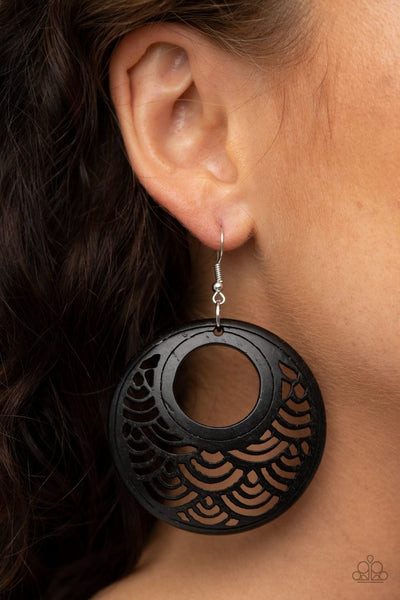Paparazzi Tropical Canopy - Black Wood Earrings