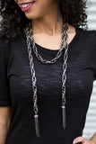 Paparazzi SCARFed for Attention - Black/Gunmetal Necklace