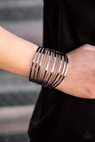 Paparazzi Front Line Shine - Black Bracelet