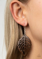 Paparazzi LEAF ‘Em Hanging - Brown Wood Earrings