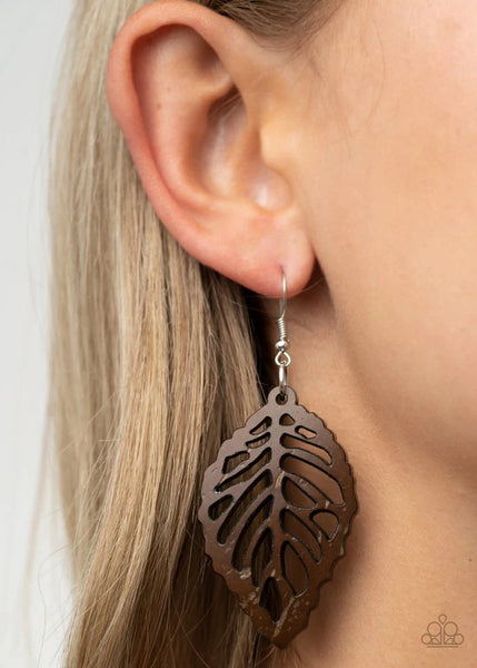 Paparazzi LEAF ‘Em Hanging - Brown Wood Earrings