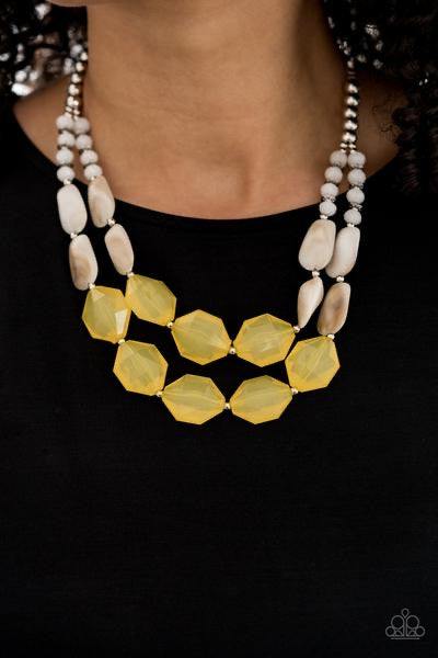 Paparazzi Seacoast Sunset - Yellow Necklace