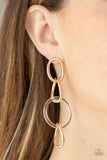 Paparazzi Talk In Circles - Gold Post Earrings